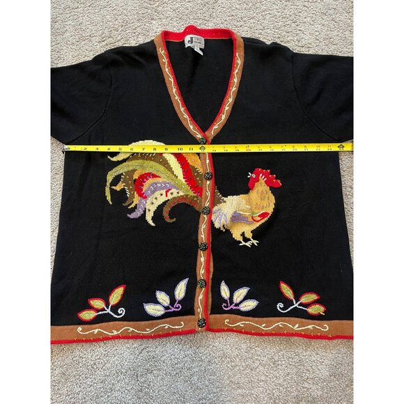 Vtg  J Two New York Rooster Cardigan Button-Up Sweater Size 2XL Chicken Plus - Picture 3 of 7